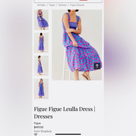 ANTHROPOLOGIE + FIGUE Luella Polka Dot Maxi Tiered Dress w Smocking & PomPoms - Picture 9 of 10